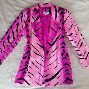 Yolanda Lorente Pink Zebra Print Statement Blazer